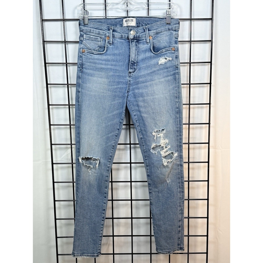 Agolde Sophie Distressed High Rise Skinny Jeans Womens 26 Blue A018-843 Festival